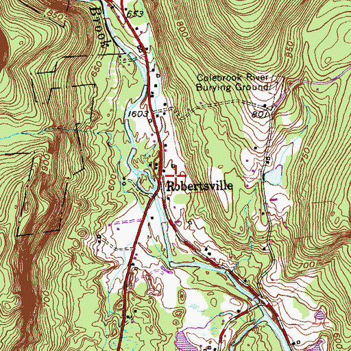 Topographic Map of Robertsville, CT