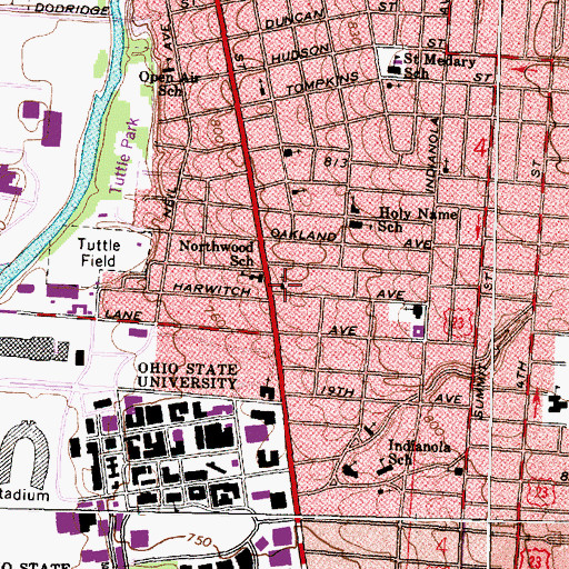 Topographic Map of Saint Clare Roman Catholic Church, OH
