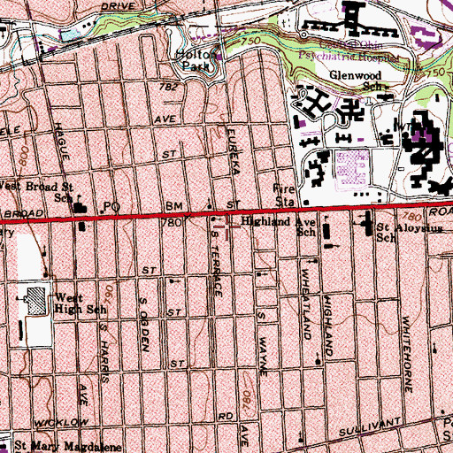 Topographic Map of Saint Sebastian Church, OH