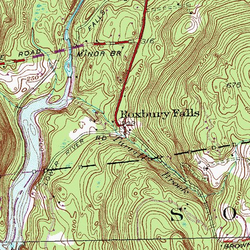 Topographic Map of Roxbury Falls, CT