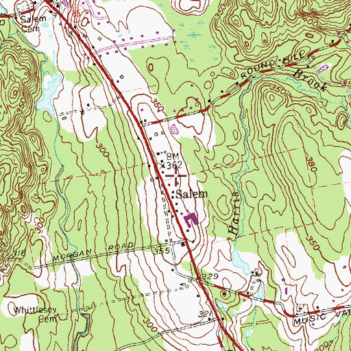Topographic Map of Salem, CT
