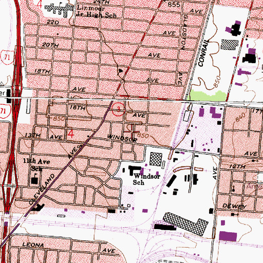 Topographic Map of Greater 12th Avenue Baptist Church, OH