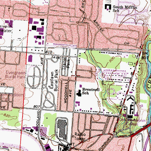 Topographic Map of Aenon Missionary Baptist Church, OH
