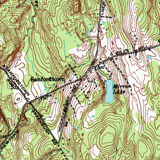 Topographic Map of Sanfordtown, CT