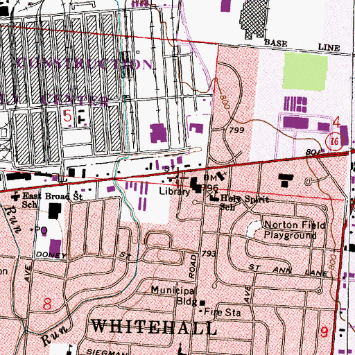 Topographic Map of East Baptist Church of Whitehall, OH