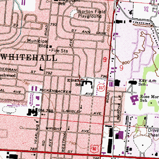 Topographic Map of Whitehall United Methodist Church, OH