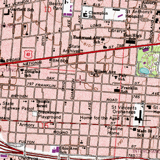 Topographic Map of Greater Faith Temple Apostolic Church, OH