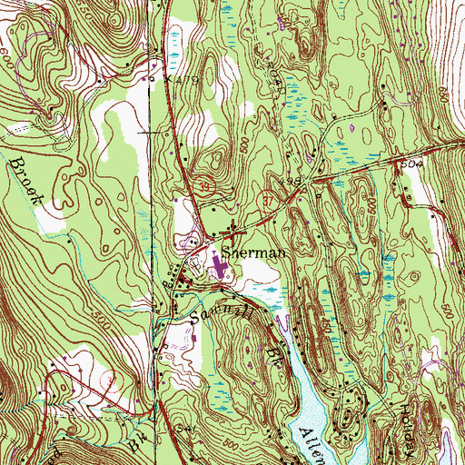Topographic Map of Sherman, CT
