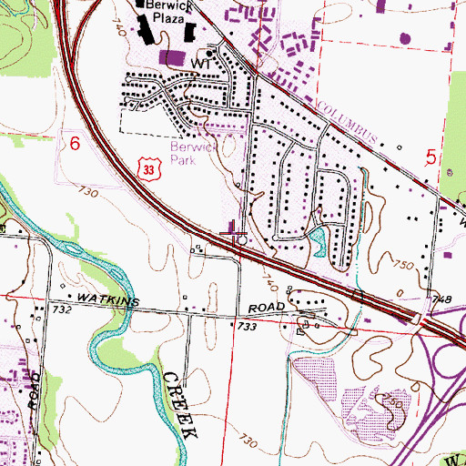 Topographic Map of Church of the God at Berwick, OH