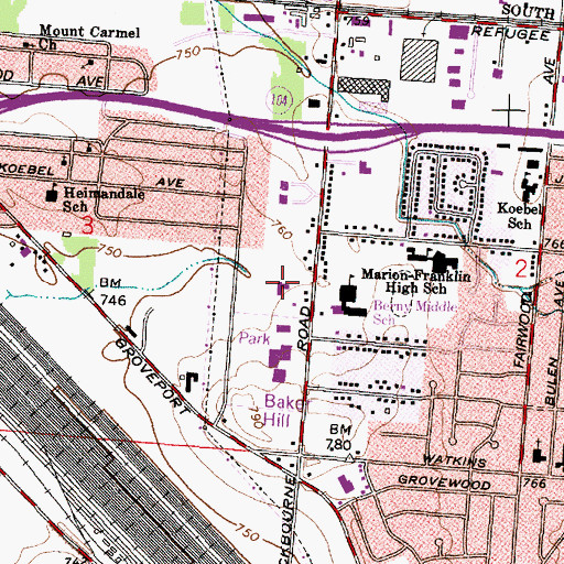 Topographic Map of Temple of Compassion Cathedral, OH