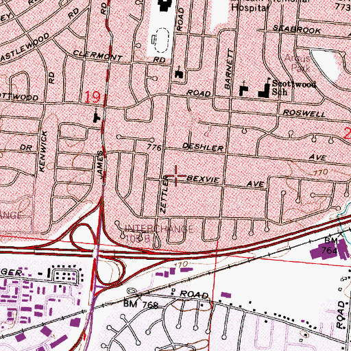 Topographic Map of Holy Spirit Church of Columbus, OH