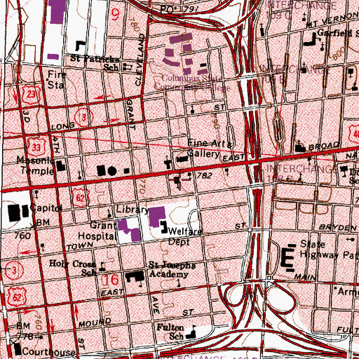 Topographic Map of First Church of Christ Scientist, OH