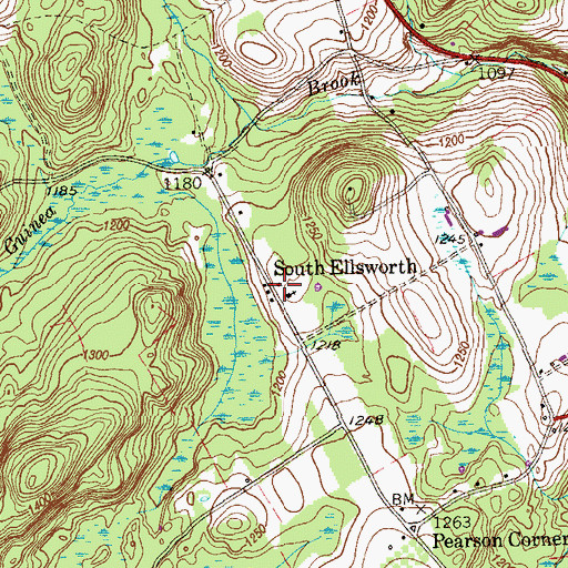 Topographic Map of South Ellsworth, CT
