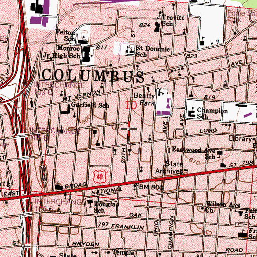 Topographic Map of Hebron Baptist Church, OH
