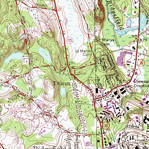 Topographic Map of Titicus, CT