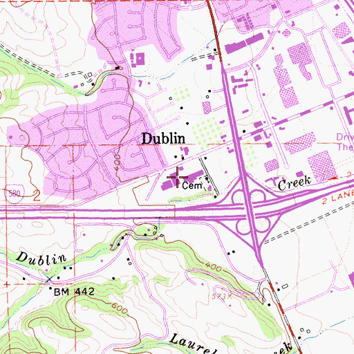Topographic Map of Dublin Pioneer Cemetery, CA