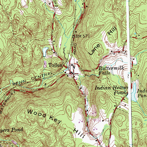 Topographic Map of Tolles, CT