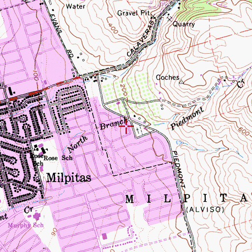 Topographic Map of Saint Johns Catholic Cemetery, CA
