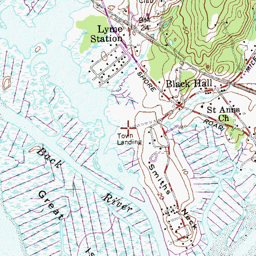 Topographic Map of Town Landing, CT