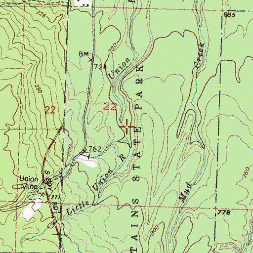 Topographic Map of Little Union Gorge Falls, MI