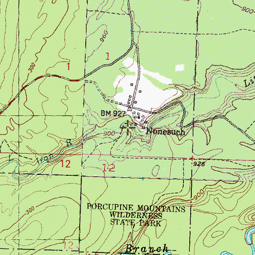 Topographic Map of Nonesuch Falls, MI