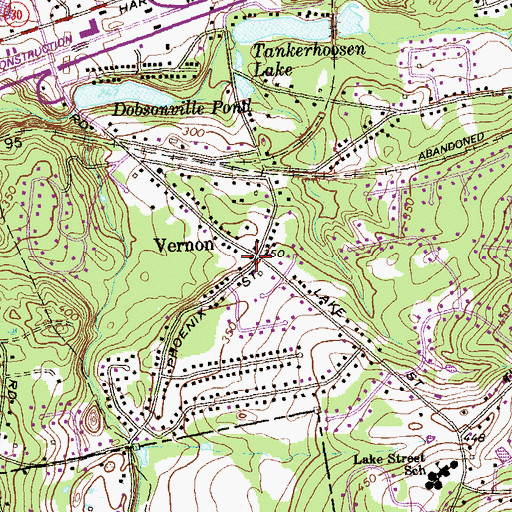 Topographic Map of Vernon, CT