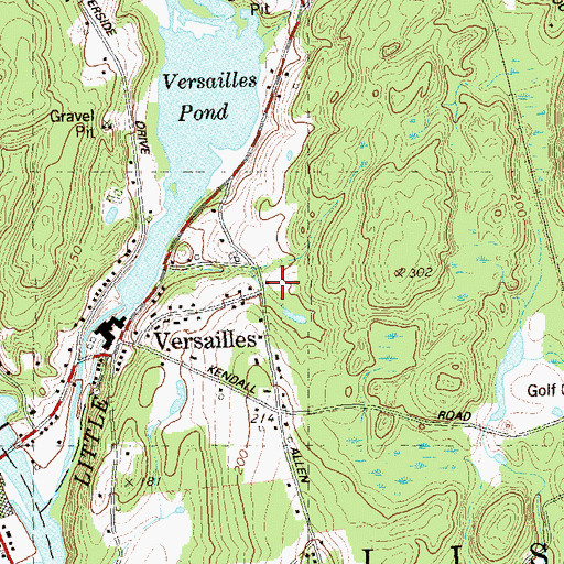 Topographic Map of Versailles, CT