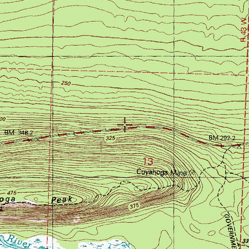Topographic Map of Porcupine Mountains Historical Marker, MI