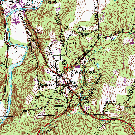 Topographic Map of Washington, CT