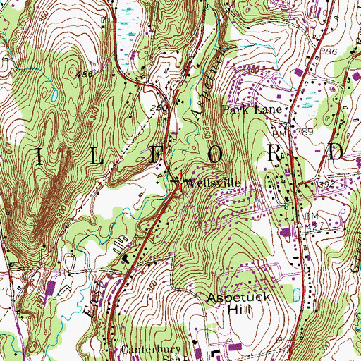 Topographic Map of Wellsville, CT