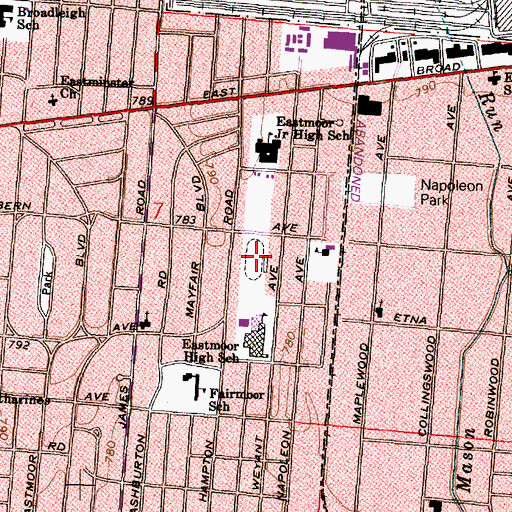 Topographic Map of Archie Griffin Stadium, OH