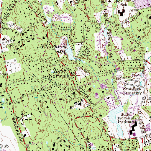 Topographic Map of West Norwalk, CT