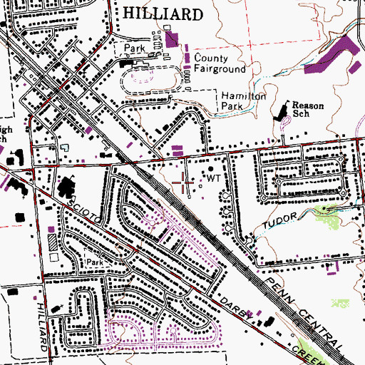 Topographic Map of Hilliard City Hall, OH
