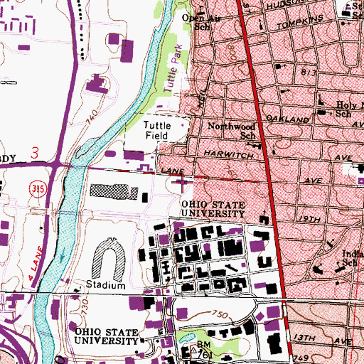 Topographic Map of Jesse Owens Recreation Center North, OH