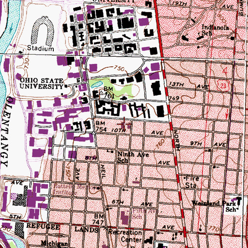 Topographic Map of Jesse Owens Recreation Center South, OH
