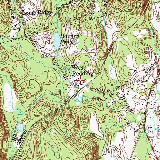 Topographic Map of West Redding, CT