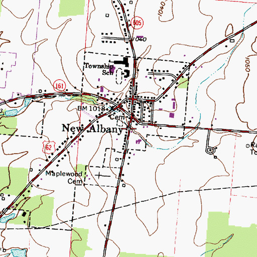 Topographic Map of New Albany Village Hall, OH