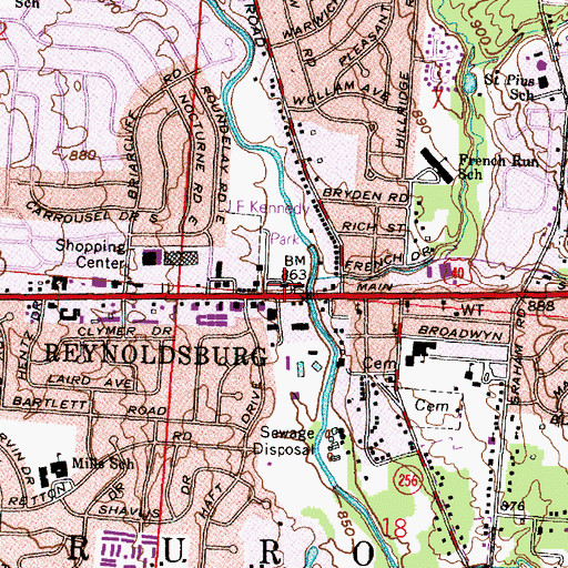 Topographic Map of Reynoldsburg Municipal Building, OH
