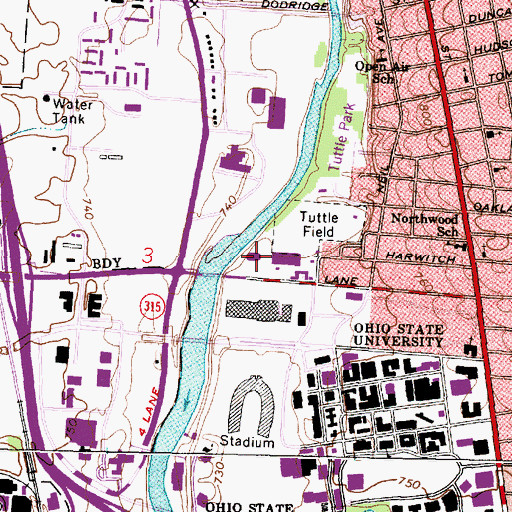 Topographic Map of Riverwatch Tower, OH