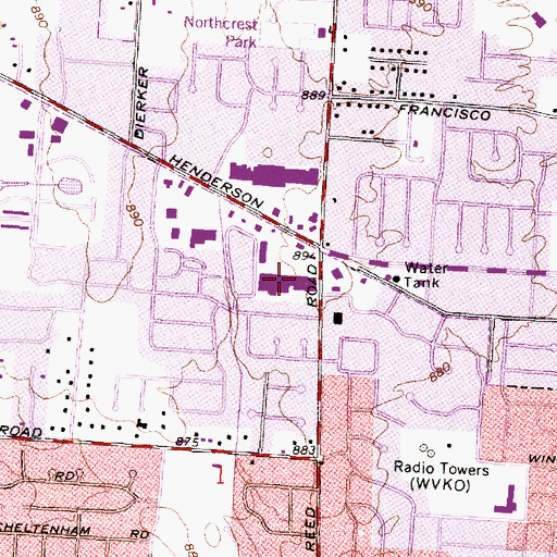 Topographic Map of Arlington Square Shopping Center, OH