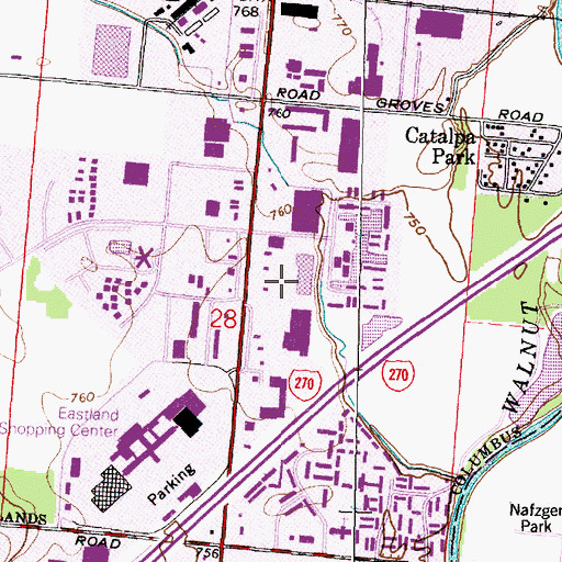 Topographic Map of Eastland Centre Shopping Center, OH