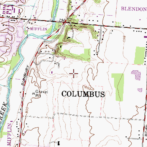 Topographic Map of Easton Market Shopping Center, OH