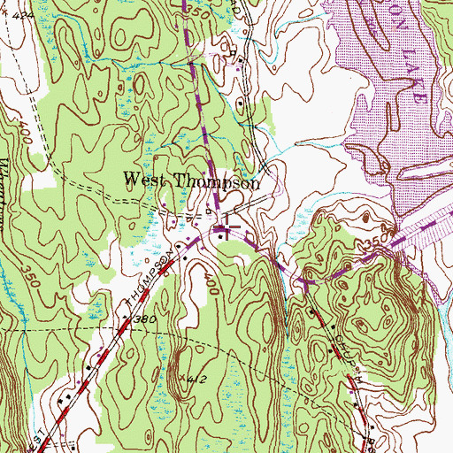 Topographic Map of West Thompson, CT