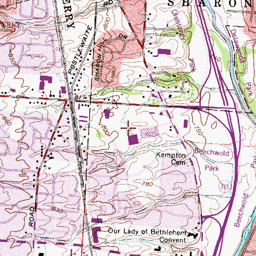 Topographic Map of Olentangy-Bethel Plaza Shopping Center, OH