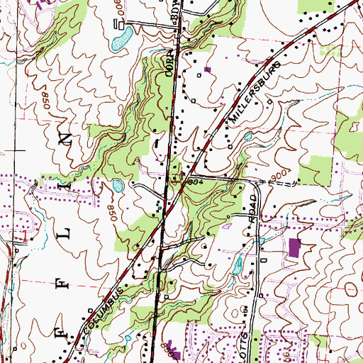 Topographic Map of Rocky Point Plaza Shopping Center, OH