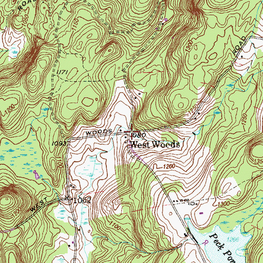 Topographic Map of West Woods, CT