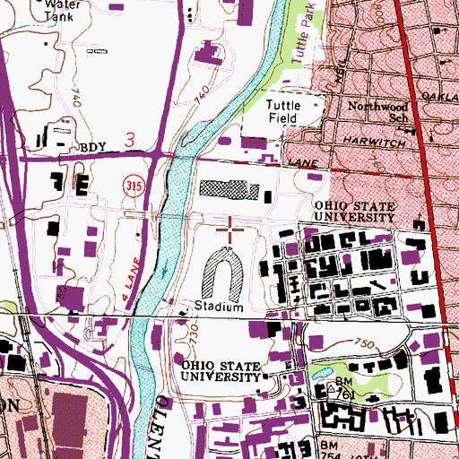 Topographic Map of Jesse Owens Plaza, OH