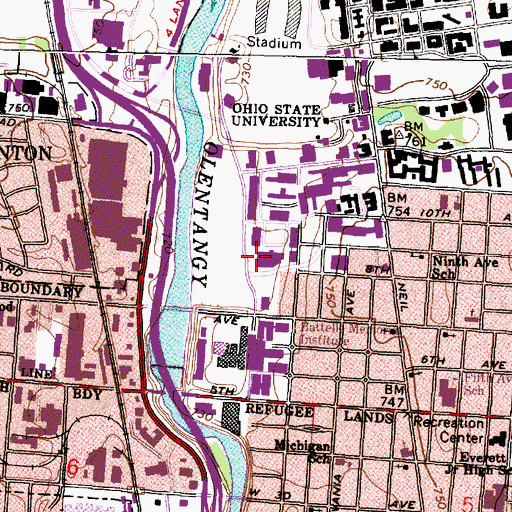 Topographic Map of Johnson Park, OH