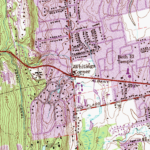 Topographic Map of Whitings Corner, CT