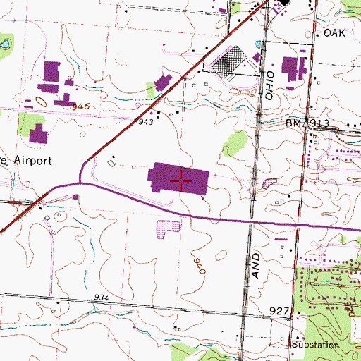 Topographic Map of Johnson Industrial Park, OH